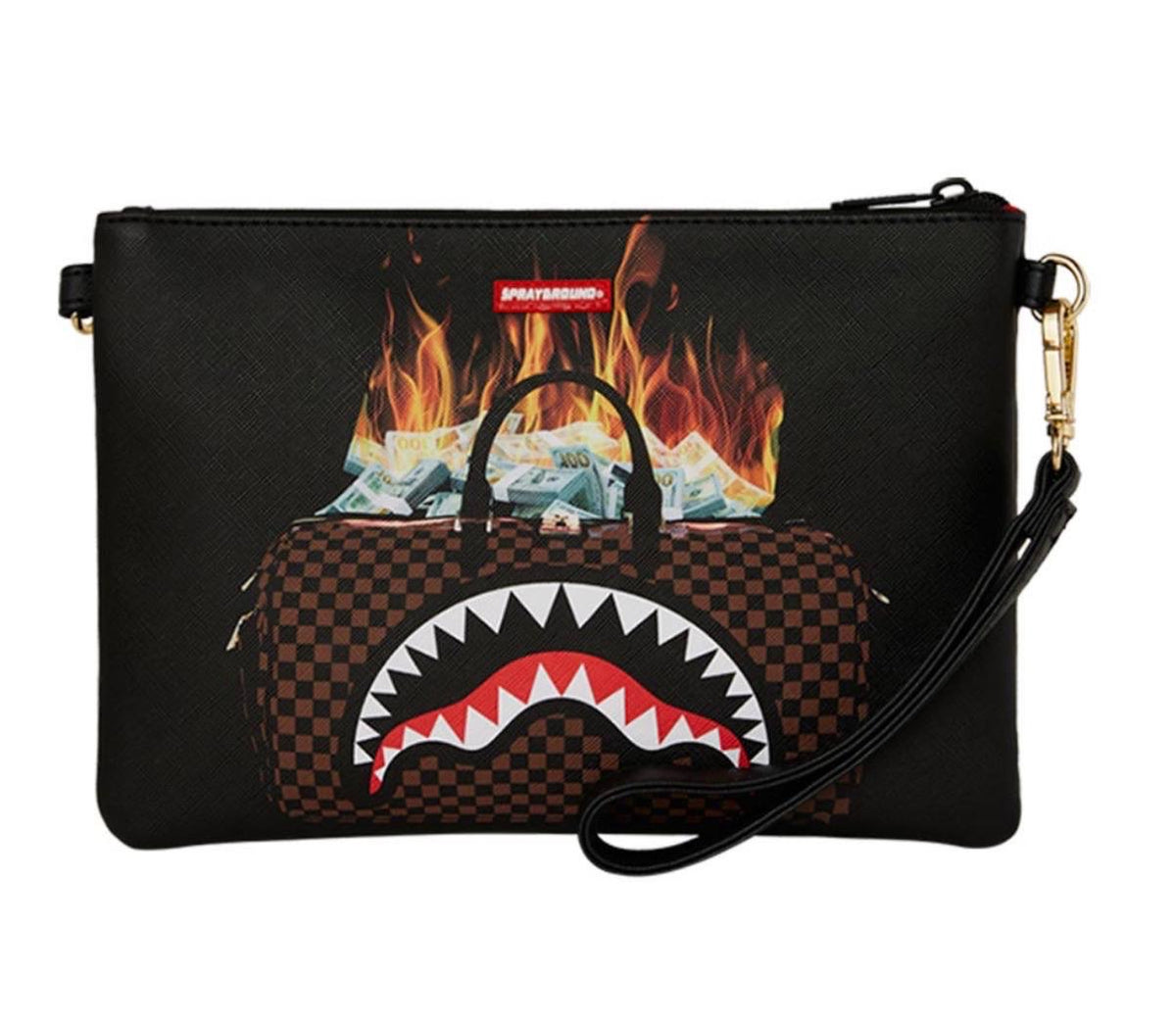 BAG OF MONEY ON FIRE CROSSOVER CLUTCH - Accessori - SPRAYGROUND