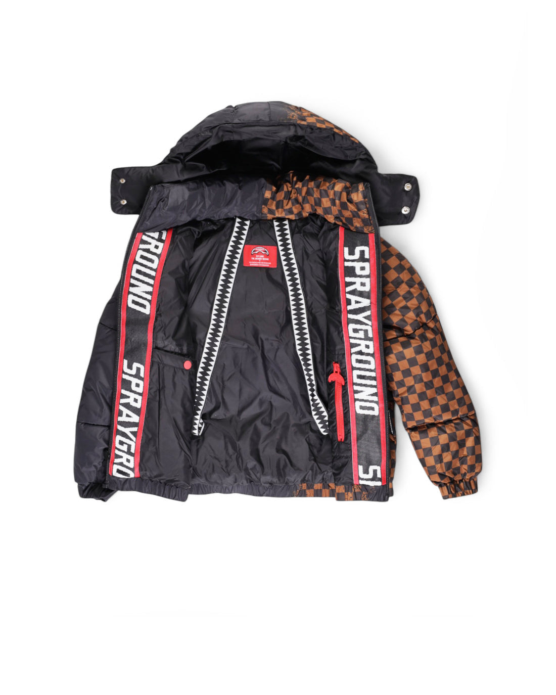BLACK SPRAY CHECKERED DOWN JACKET - ABBIGLIAMENTO - SPRAYGROUND