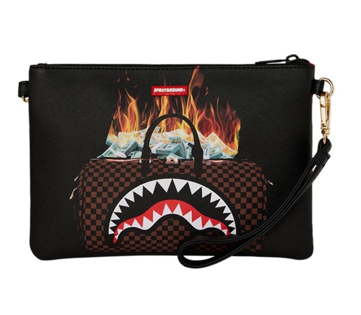 BAG OF MONEY ON FIRE CROSSOVER CLUTCH - Accessori - SPRAYGROUND