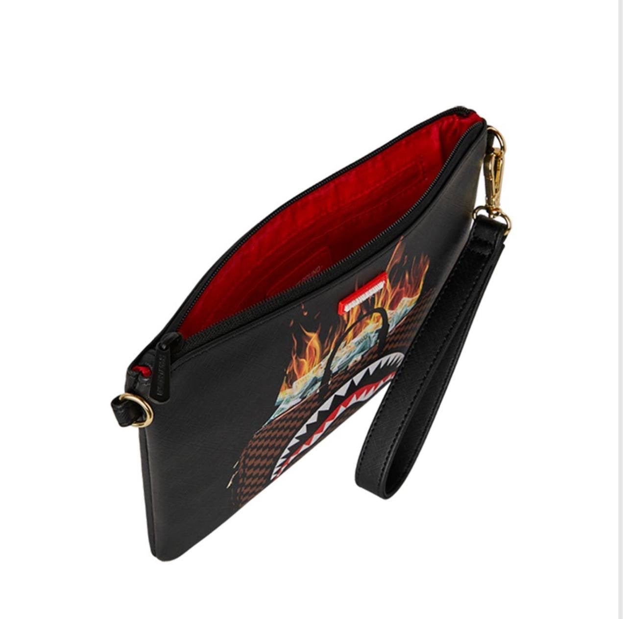 BAG OF MONEY ON FIRE CROSSOVER CLUTCH - Accessori - SPRAYGROUND