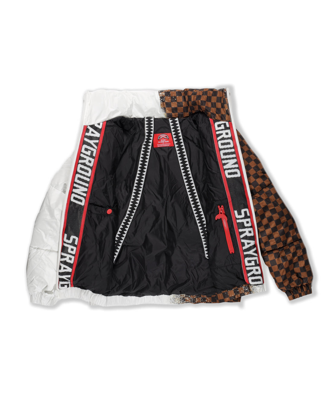 WHITE SPRAY CHECKERED DOWN JACKET - ABBIGLIAMENTO - SPRAYGROUND