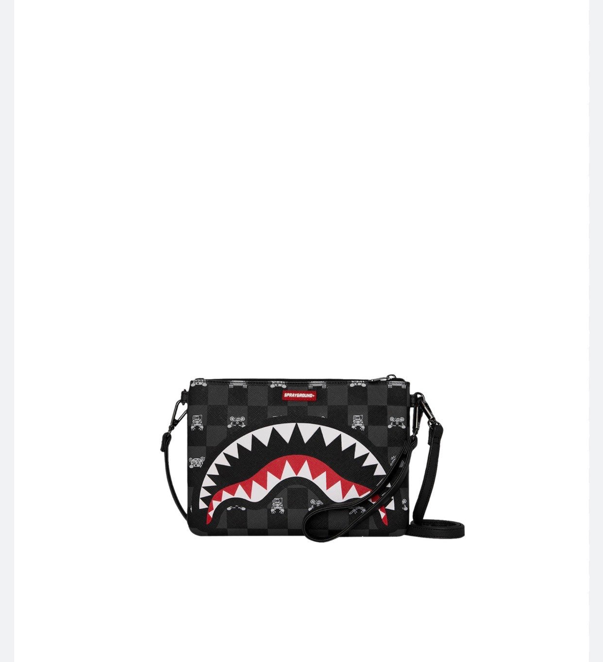 GRAY PEEKING CHARACTER CHECK CROSSOVER CLUTCH - ABBIGLIAMENTO - SPRAYGROUND