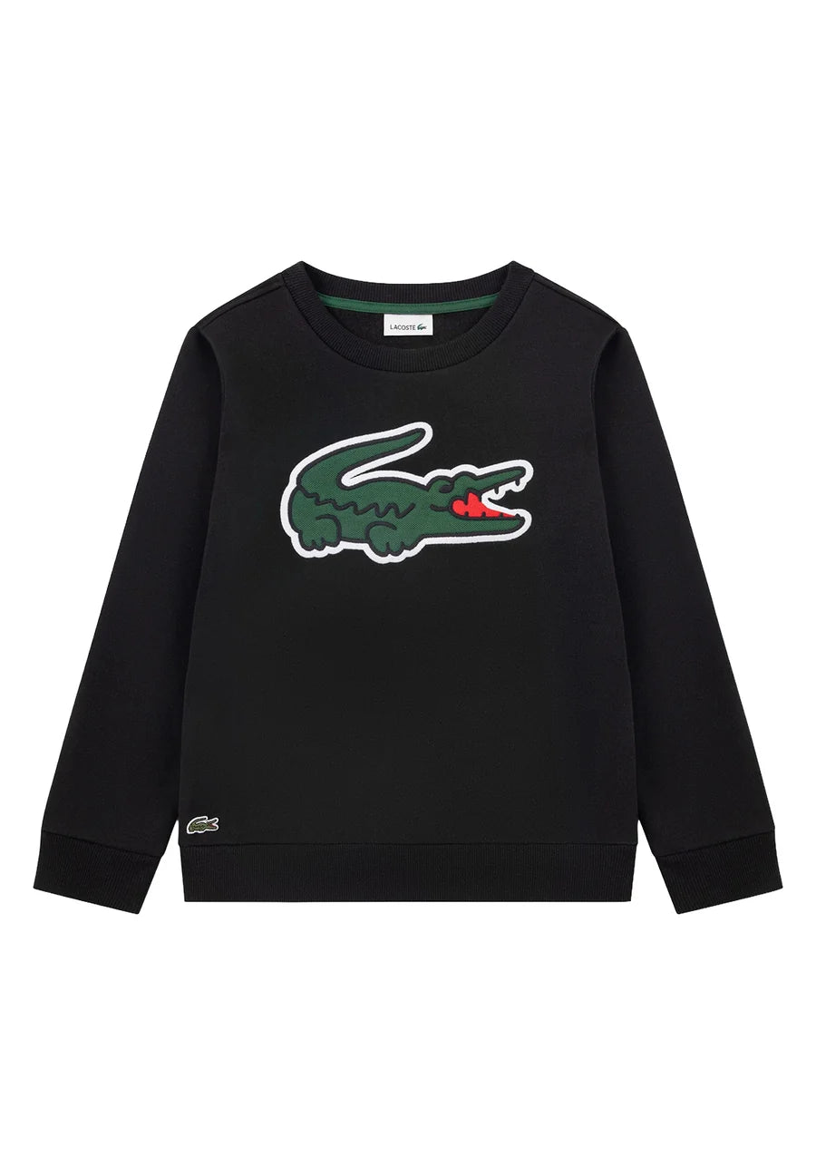 LCB PIQUE APPLIQUE FLEECE CREW NERO - ABBIGLIAMENTO - LACOSTE